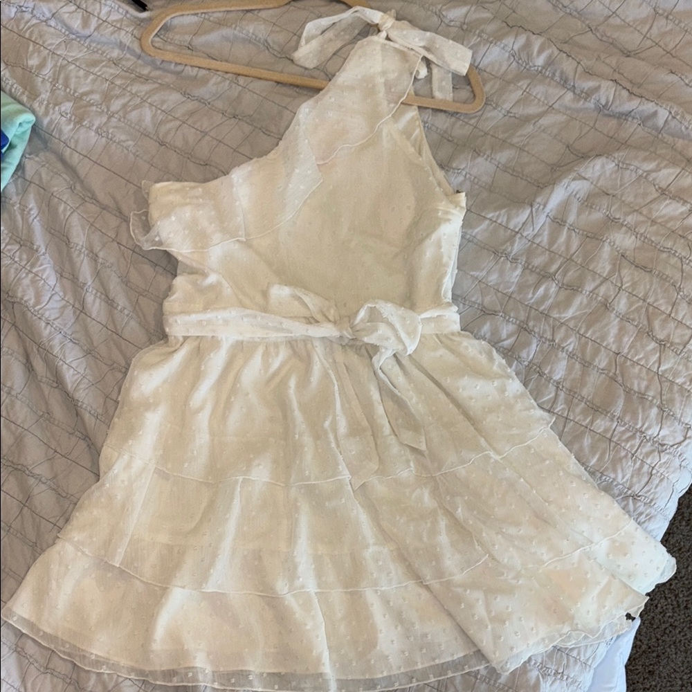 One Shoulder Bow and Layer Flowy Short Dress